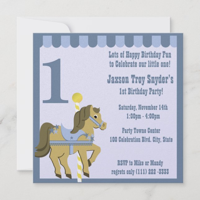 Invitation Peint Poney / Anniversaire (Devant)