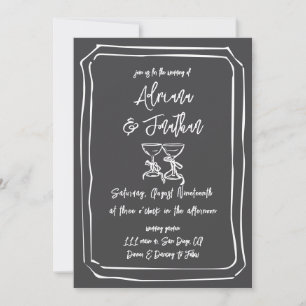 Invitation Peinture à la craie gris mariage blanc