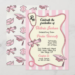 Invitation Peinture à la main rose Médicale infirmière infirm