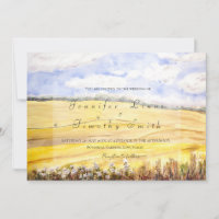 peinture à l'aquarelle champ de blé d'or