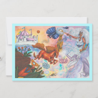 Invitation Peinture à l'aquarelle Licorne Opale Fée Dragon Fe