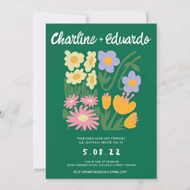 Invitation Peinture à main Mariage d'art contemporain (Devant)