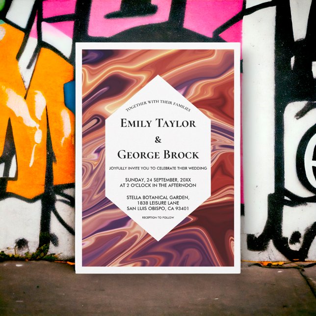 Invitation Peinture Abstraite à l'huile de lave moderne Maria (Créateur téléchargé)