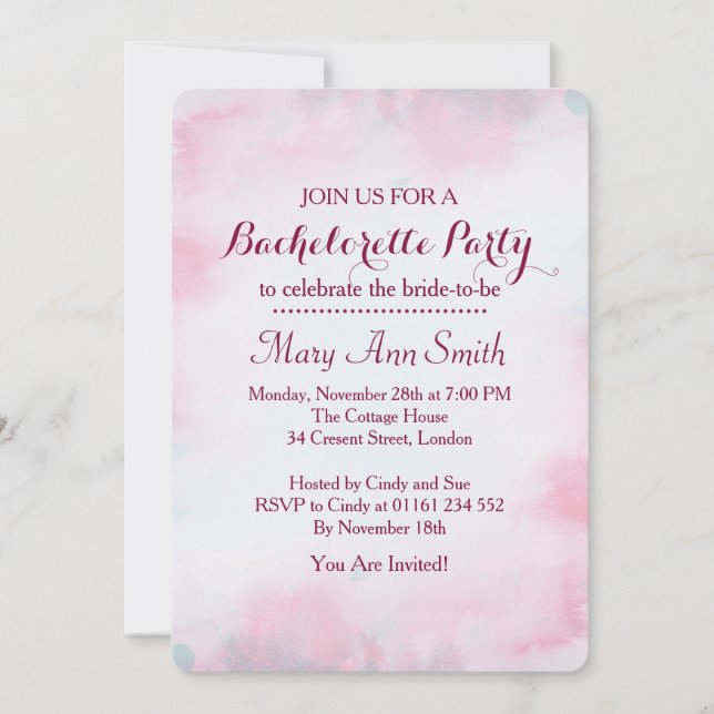 Invitation Peinture Abstraite avec Water Color Bachelor Party (Devant)