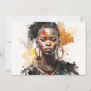 Invitation Peinture aquarelle, Belles femmes de la tribu afri