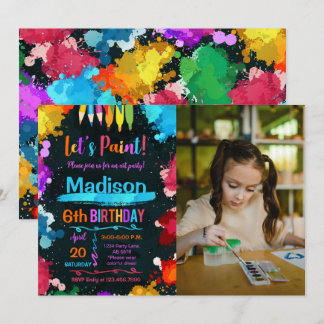Invitation Peinture Art Anniversaire Fête Photo Noire