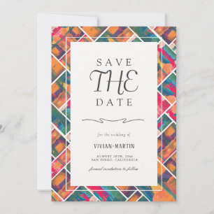 Invitation Peinture Art Coloré Moderne Enregistrer La Date