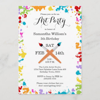 Invitation Peinture Art Party Anniversaire Célébration Invita
