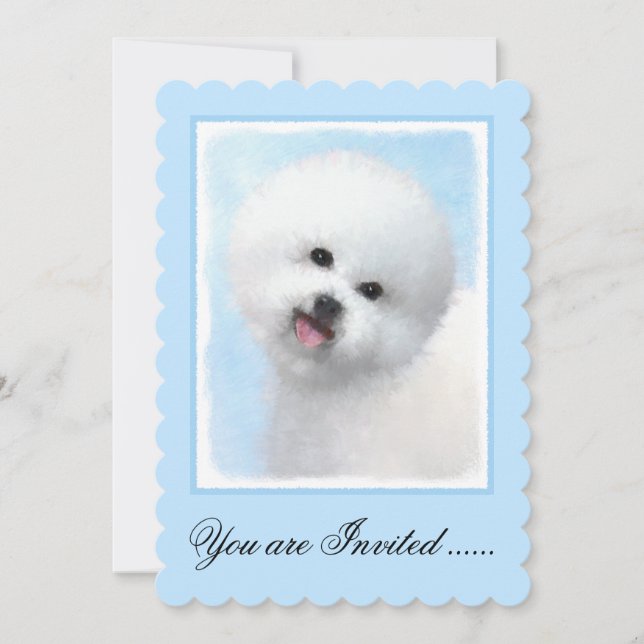 Invitation Peinture Bichon Frise - Cute Original Chien Art (Devant)