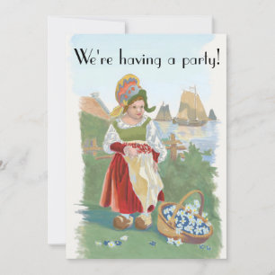 Invitation Peinture classique hollandaise colorée pour fille
