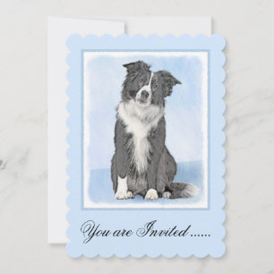 Invitation Peinture Collie Bordure - Joli art original chien