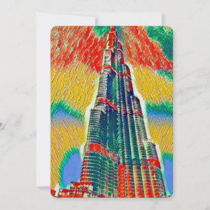 Invitation Peinture colorée colorée de Burj Khalifa