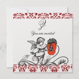 INVITATION PEINTURE D'ANGE UNE FLEURS ROUGE DOMMASQUE MONOGRA