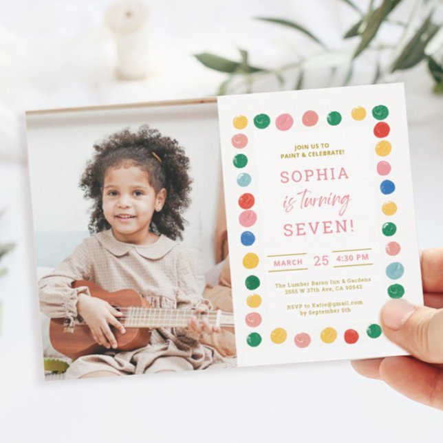 Invitation Peinture d'art 7e anniversaire fête photo Invitati (Créateur téléchargé)