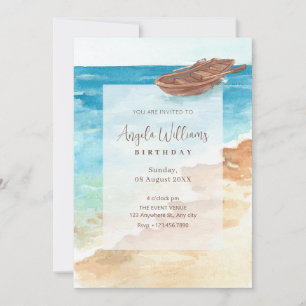 Invitation Peinture d'art d'aquarelle bleu mer