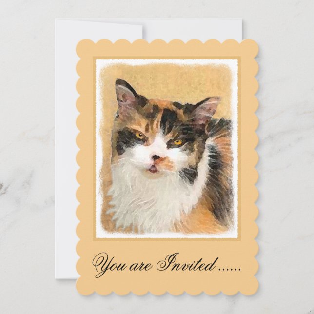 Invitation Peinture de chat Calico - Cute Original Cat Art (Devant)