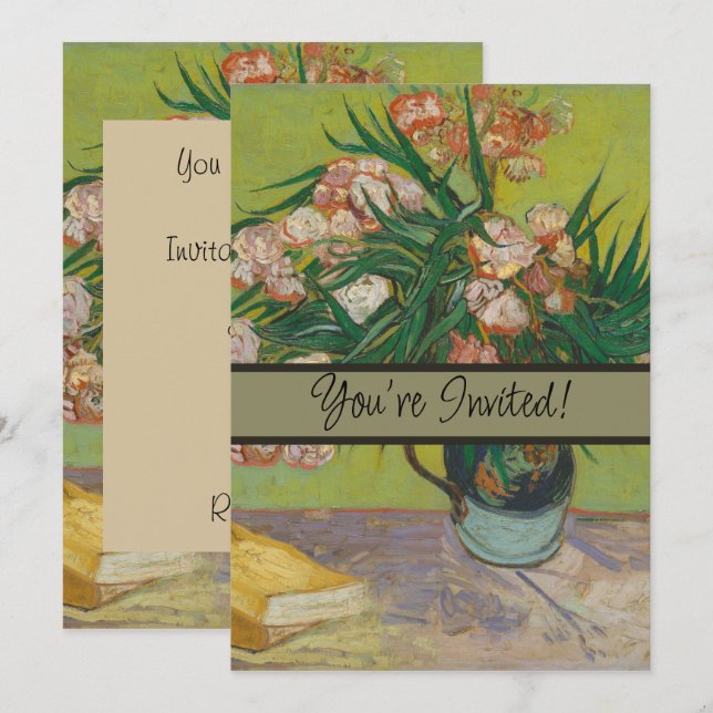 Invitation Peinture de fleur d'oléandre de Vincent Van Gogh (Devant / Derrière)