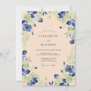 Invitation Peinture de mariage Abricot Cobalt