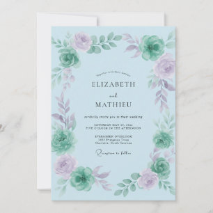 Invitation Peinture de mariage améthyste menthe