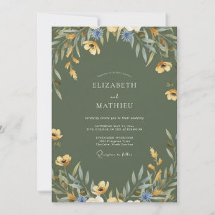 Invitation Peinture de mariage au bleuet et à la moutarde