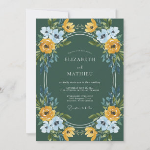 Invitation Peinture de mariage au pervenche doré