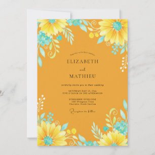 Invitation Peinture de mariage au tournesol ambre