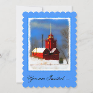 Invitation Peinture de phare rouge - Art original