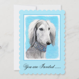 Invitation Peinture de Saluki (Argent) - Joli art original de