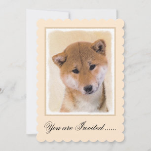 Invitation Peinture de Shiba Inu (rouge) - Art original du ch