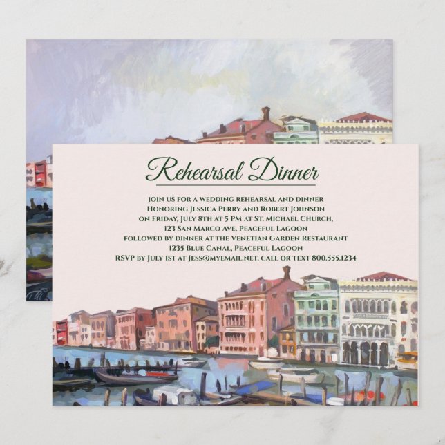 Invitation Peinture du Grand Canal | Dîner de répétition (Devant / Derrière)
