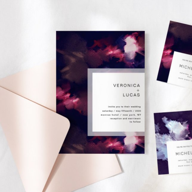 Invitation Peinture Élégante Mariage de brosse moderne (Créateur téléchargé)