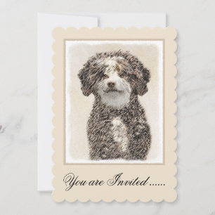 Invitation Peinture espagnole de chien d'eau - jolie art orig