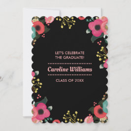 Invitation Peinture florale moderne fête de graduation person