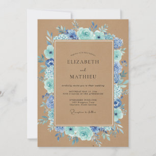 Invitation Peinture Kraft Bleuet Mariage