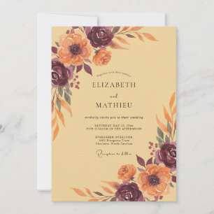 Invitation Peinture Mariage Abricot Moutarde