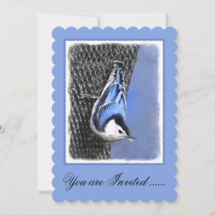 Invitation Peinture Nuthatch à poitrine blanche Art original