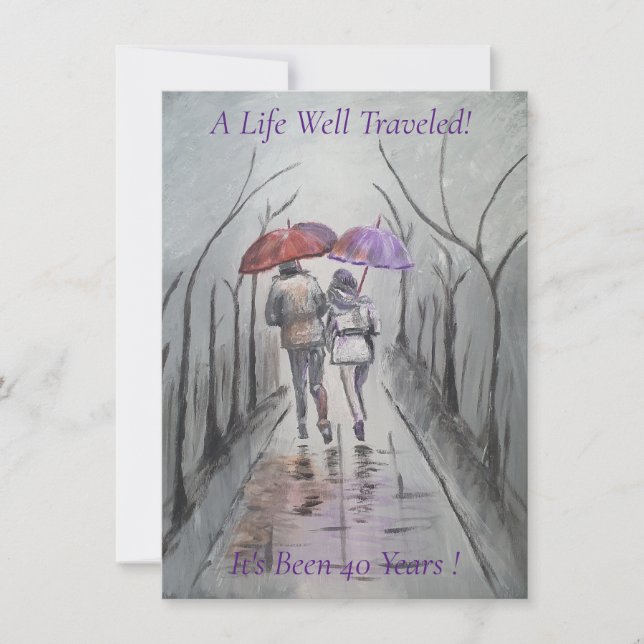 Invitation Peinture romantique 40e anniversaire de Mariage (Devant)