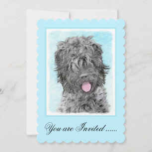 Invitation Peinture russe Terrier noir - Chien original migno