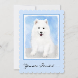 Invitation Peinture Samoyed Puppy - Jolie Art Original Chien