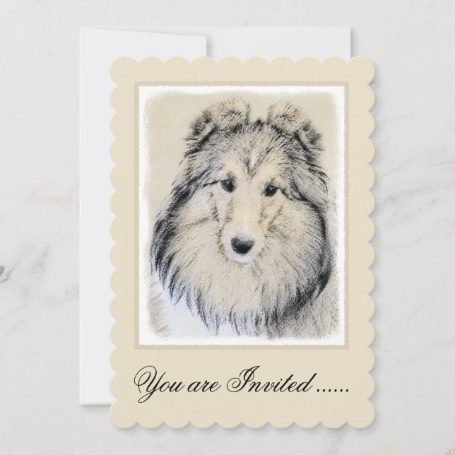 Invitation Peinture Shetland Sheepdog - Jolie art original ch (Devant)