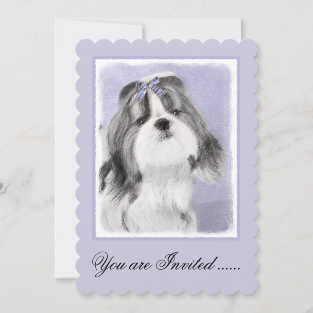 Invitation Peinture Shih Tzu - Cute Original Chien Art (Devant)