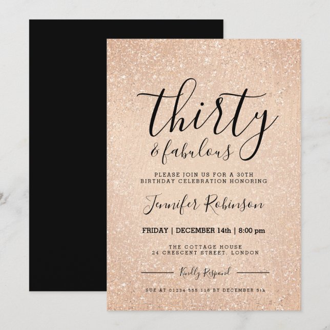 Invitation Peinture simple 30e anniversaire Rose Parties scin (Devant / Derrière)