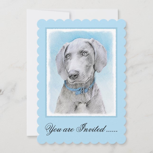 Invitation Peinture Weimaraner - Joli art original chien (Devant)