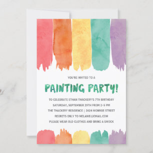 Invitation Peintures colorées Art/Peinture Anniversaire