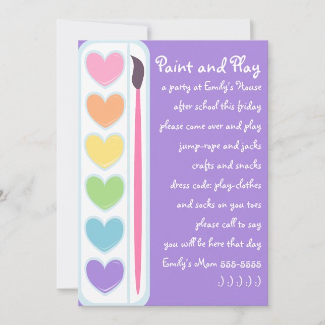 Invitation Peintures et brosses de Saint-Valentin (Devant)