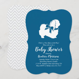 Invitation Pekingese Chien Baby shower Garçon bleu