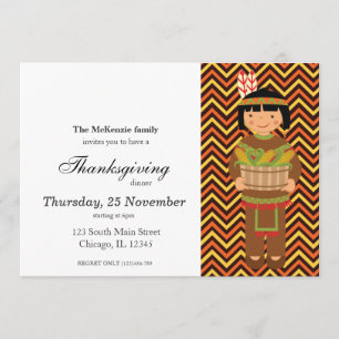 Invitation Pèlerin Enfants Thanksgiving dîner