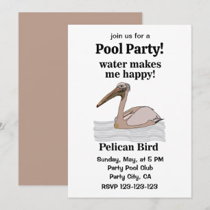Invitation Pelican Bird Beach Pool Party