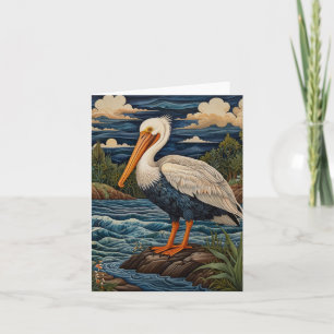 Invitation Pélican de mer blanc vintage