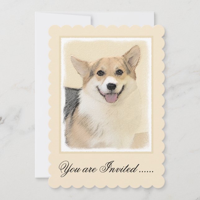 Invitation Pembroke Welsh Corgi Peinture - Chien d'art origin (Devant)